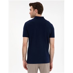 Lacivert Slim Fit %100 Pamuk Polo Yaka Basic Tişört