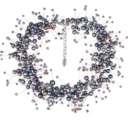 Колье Грозди (жемчуг бензиновый 3-7мм, SW аметист; родий) 36-41см, Есть комплект