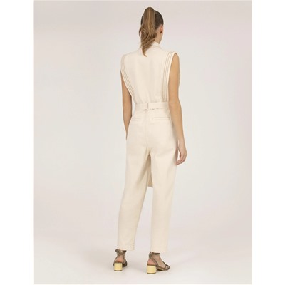Krem Comfort Fit Dokuma Tulum