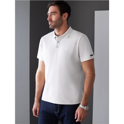Футболка поло с плетеным воротником на пуговицах из эластичного хлопка