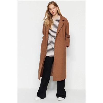 TRENDYOL MODEST Kahverengi Tek Düğmeli Astarlı Kaban TCTAW23KB00012