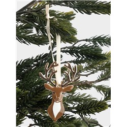 Игрушка елочная, 8 см, металл, коричневая, Олень, New year