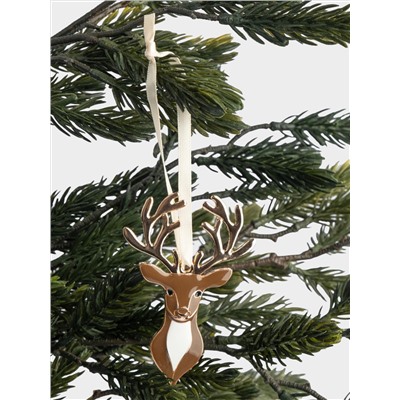 Игрушка елочная, 8 см, металл, коричневая, Олень, New year