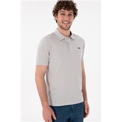 Erkek Regular Fit Polo Yaka Açık Gri Basic Tişört