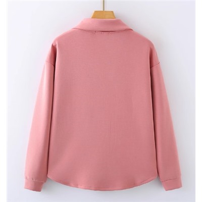 Женская свободная кофта с длинным рукавом и воротником-стойкой