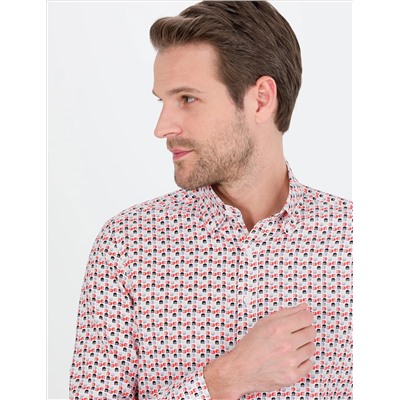 Nar Çiçeği Slim Fit Uzun Kollu Gömlek