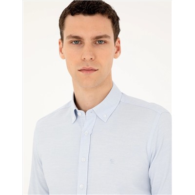 Açık Mavi Slim Fit Uzun Kollu Gömlek