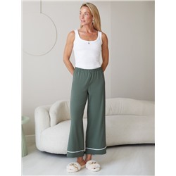 Укороченные брюки из эластичного хлопка с контрастным кантом