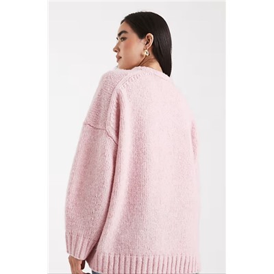 ASOS DESIGN oversized crew neck sweater in pink