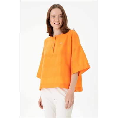 Kadın Turuncu Kısa Kollu Gömlek