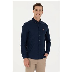 Erkek Lacivert Uzun Kollu Basic Gömlek