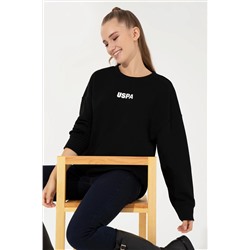 Kadın Siyah Bisiklet Yaka Basic Sweatshirt