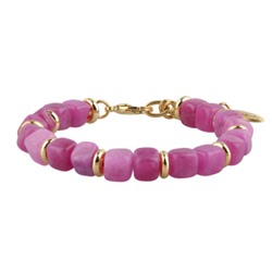 Браслет Селена (кварц малиновый 7-8мм; покрытие золото) 17-20см, Есть комплект