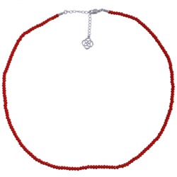 Колье 42-47см (шпинель 3мм алая; покрытие родий)