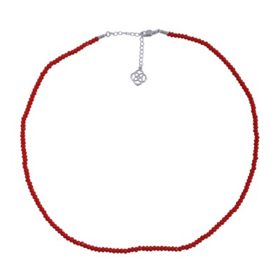 Колье 42-47см (шпинель 3мм алая; покрытие родий)