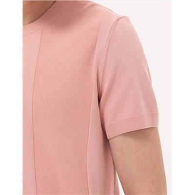Pembe Slim Fit Bisiklet Yaka Triko Tişört