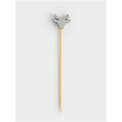 Шпажка для канапе, 9 см, 20 шт, бамбук, серебристая/золотистая, Олень, New year