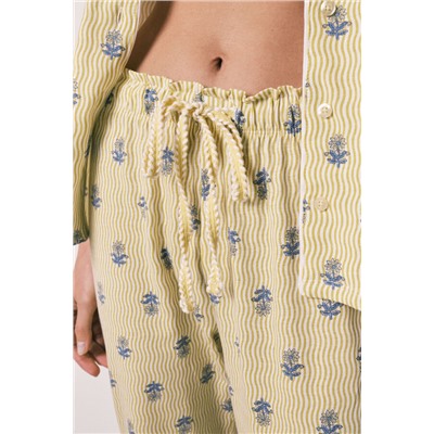 Pijama largo camisero algodón estampado