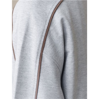 Свитшот с лампасами и разрезами из эластичного футера двухнитки без начеса