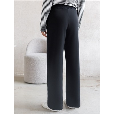 Прямые трикотажные брюки на резинке из футера двухнитки эластичные