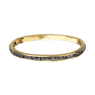 Браслет Квадро (кристаллы SW темно-серые; покрытие золото), Есть комплект