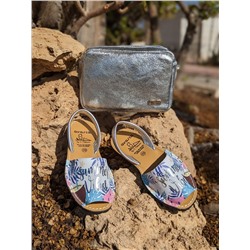 Avarca menorquina · 404AV Blanco+Pelle 21-20 (370) plata АКЦИЯ