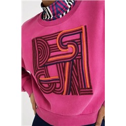 Sudadera felpa lisa bordados