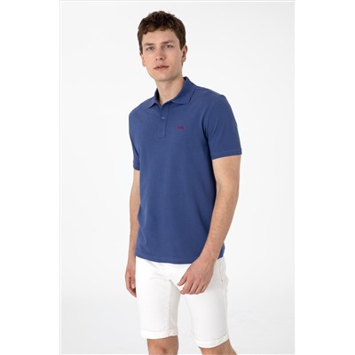 Erkek Regular Fit Polo Yaka Açık Lacivert Basic Tişört