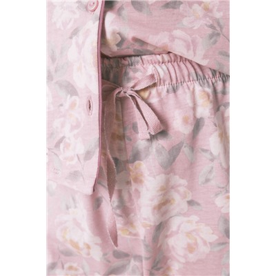Pijama camisero largo 100% algodón flores