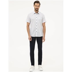 Lacivert Regular Fit Kısa Kollu Gömlek