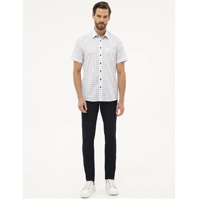 Lacivert Regular Fit Kısa Kollu Gömlek