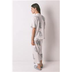 Pijama camisero algodón Paisley azul