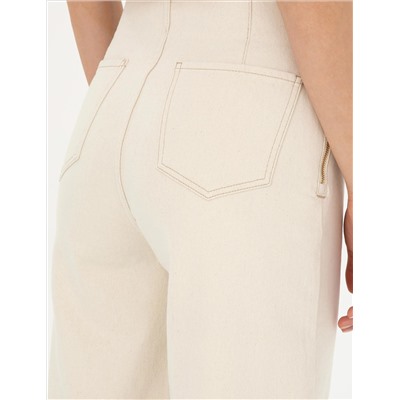 Krem Flare Hıgh Waist Pantolon