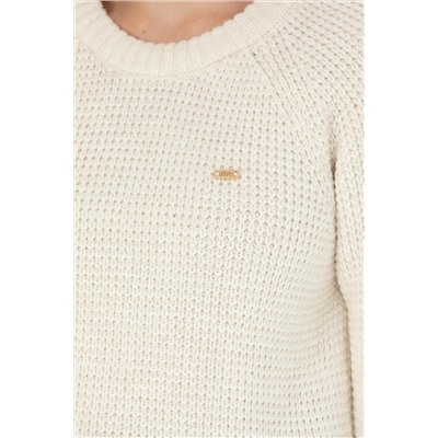 Kadın Krem Bisiklet Yaka  Kazak