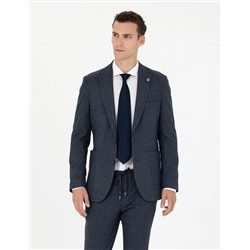 Lacivert Ekstra Slim Fit Çizgili Takım Elbise