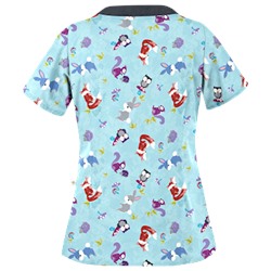 Happy Scrubs® Fall Friends Angel Blue Print Scrub Top