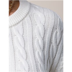 Свитер фактурной вязки с узором косы