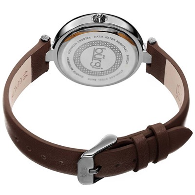 Burgi  Ladies Glitter Ombre Swarovski Crystal Dial Genuine Leather Strap Watch