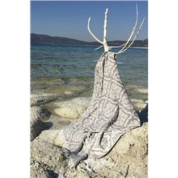 Denizli Concept Gri Barok Desenli Peştamal - 90x170 Cm - %100 Pamuk Peştemal Model