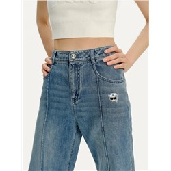 Женские прямые джинсы Kar*l Lagerfel*d со строчками в виде "стрелки"