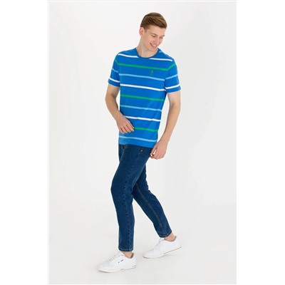 Erkek Saks Bisiklet Yaka Tişört