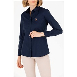 Kadın Lacivert Uzun Kollu Basic Gömlek