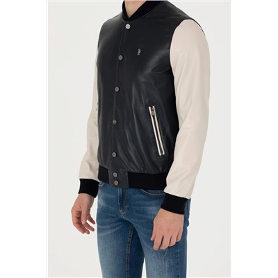 Erkek Lacivert Deri Ceket