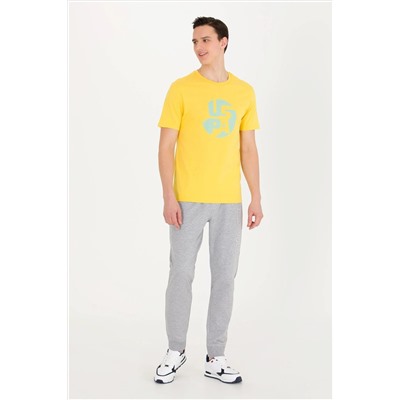 Erkek Koyu Sarı Bisiklet Yaka Tişört