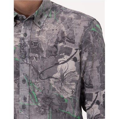 Gri Slim Fit Uzun Kollu Gömlek