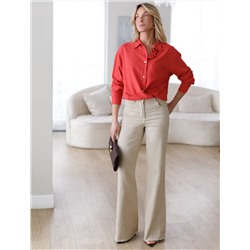 Джинсы клеш с прорезями и с необработанным краем из эластичного денима средней плотности