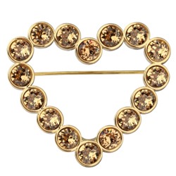 Брошь Сердце (кристаллы SW мед; покрытие золото), Есть комплект