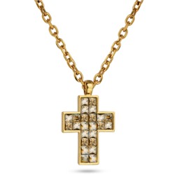 Кулон Квадро (кристаллы SW шампань; покрытие золото) 50см, Есть комплект