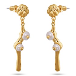 Серьги (перламутр белый; покрытие золото)