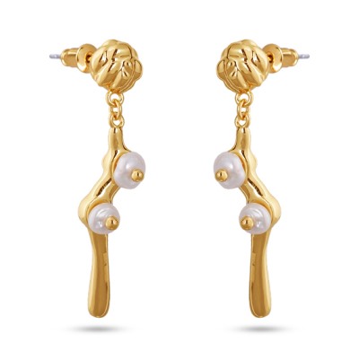 Серьги (перламутр белый; покрытие золото)